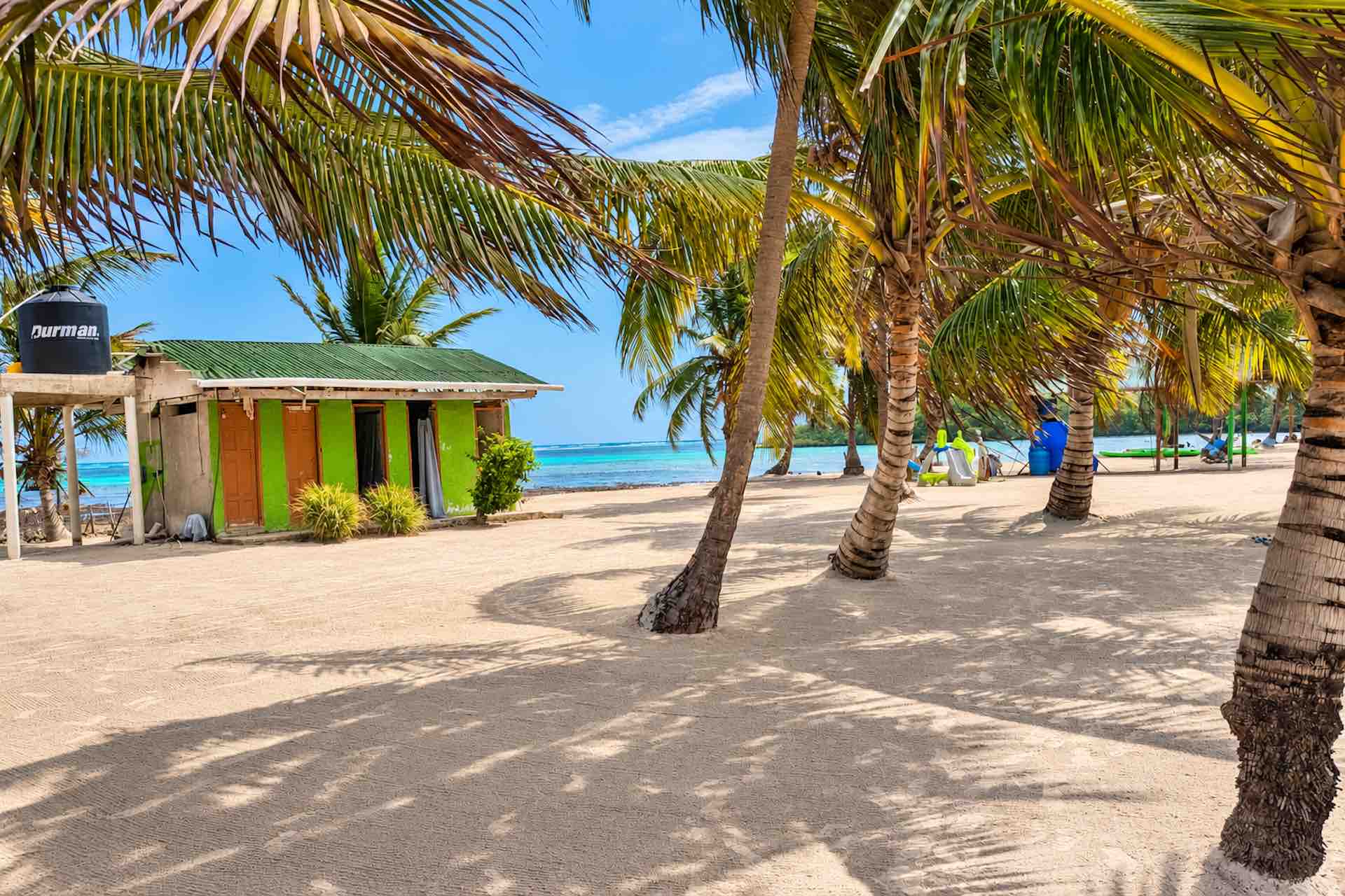 Shared bathroom facilities for cabin guests on Isla Miryadup