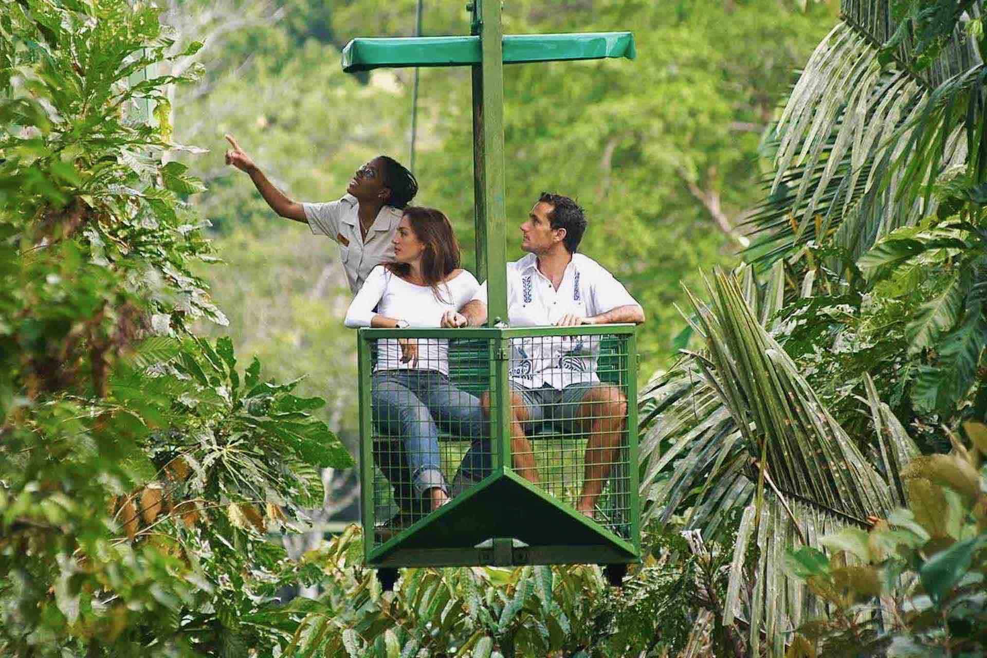 Aerial Tram Gamboa Resort cart with guests rainforest 1