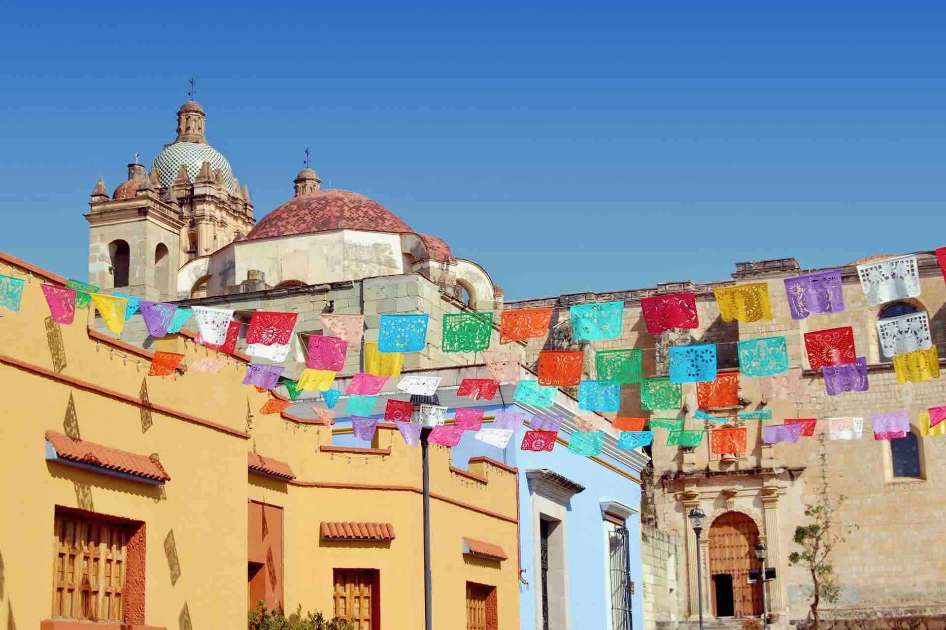Oaxaca City Walking Tour colorful flags