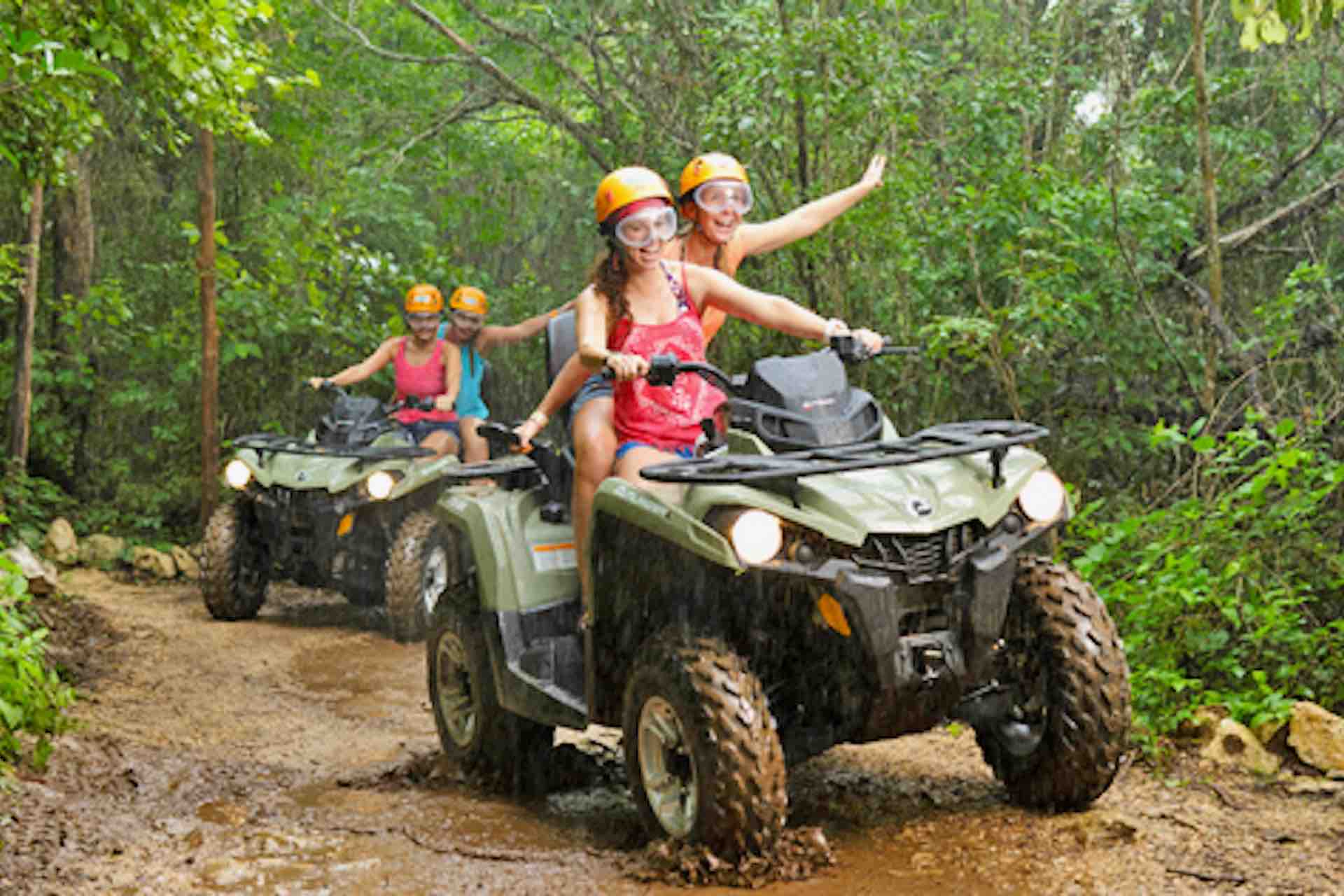 ATV Playa del Carmen Secret Caves tour guests in jungle