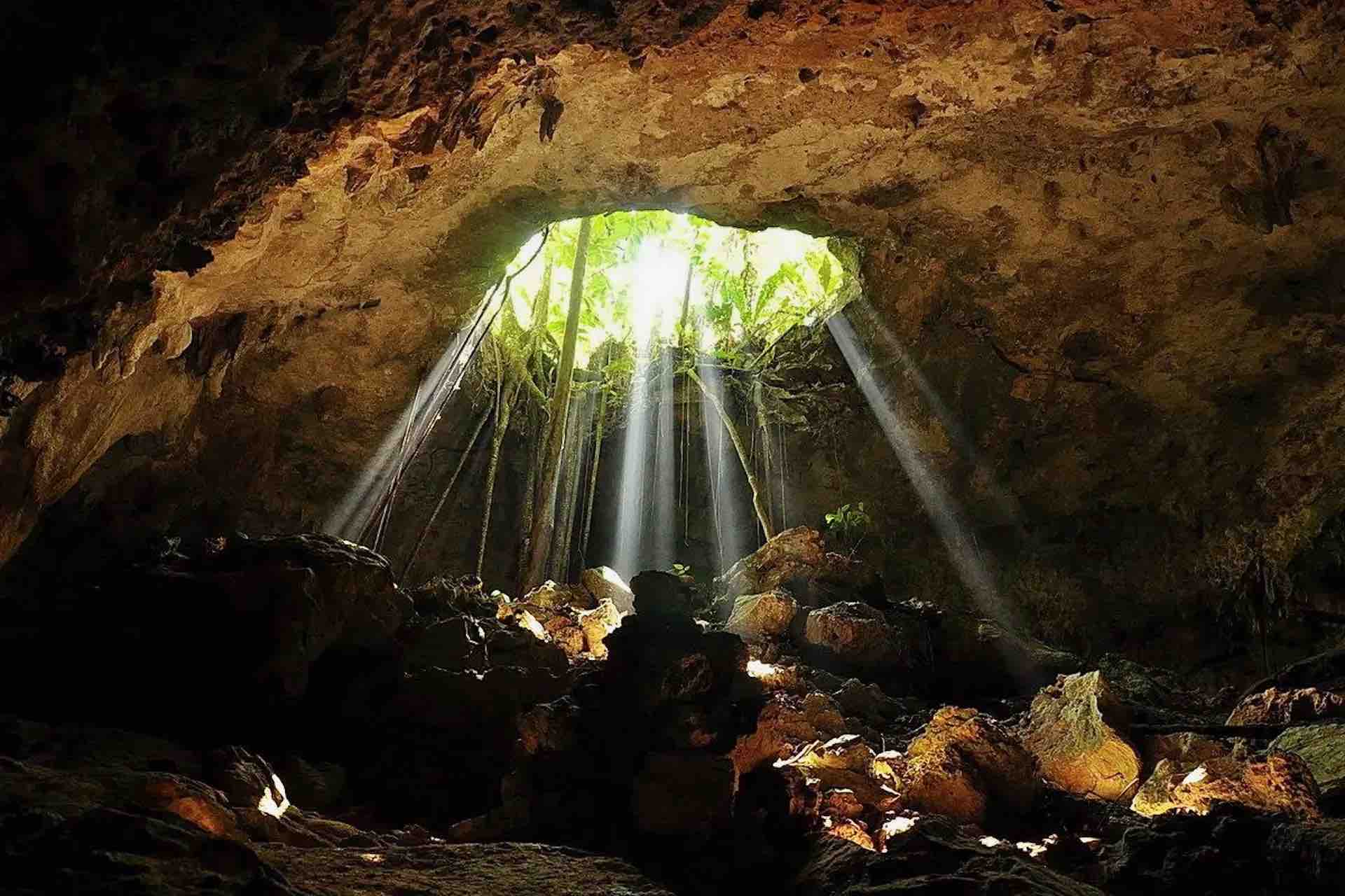 ATV Playa del Carmen Secret Caves tour skylight in cave