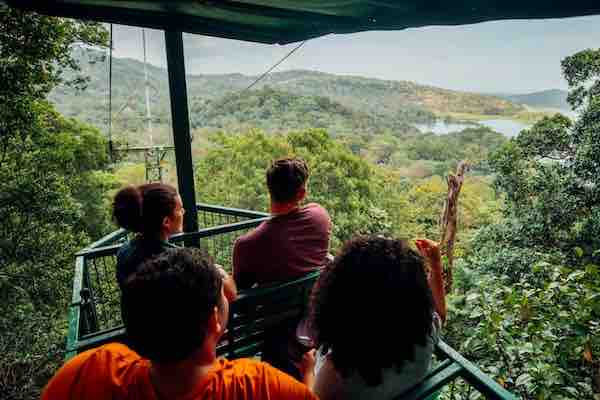Guests riding the aerial tram on a Gamboa Aerial Tram tour in Panama
