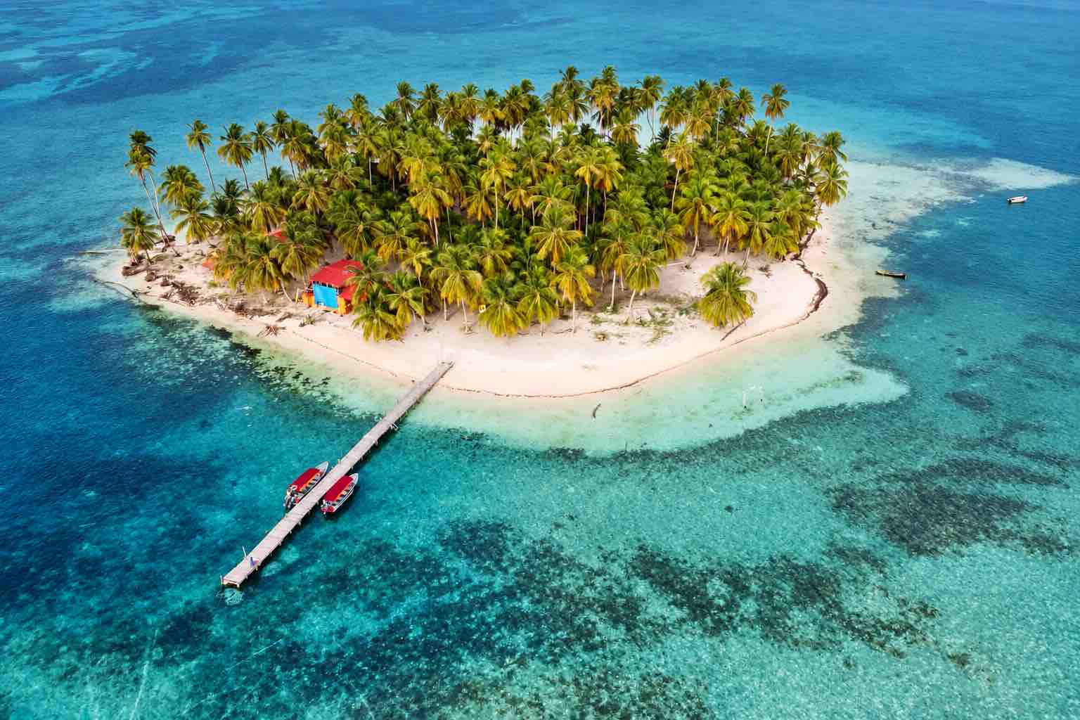 san blas islands tour from panama city island dock aerial
