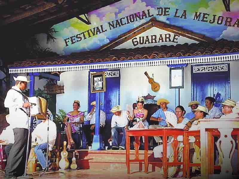 Mejorana Dance and Music Celebration Musicians and dancers celebrating Mejorana folk traditions in Guararé, Panama