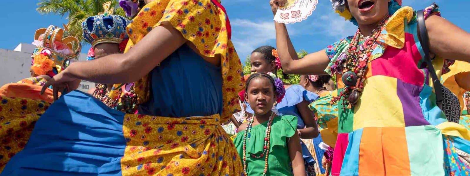 Panama festivals parade with traditional costumes and music