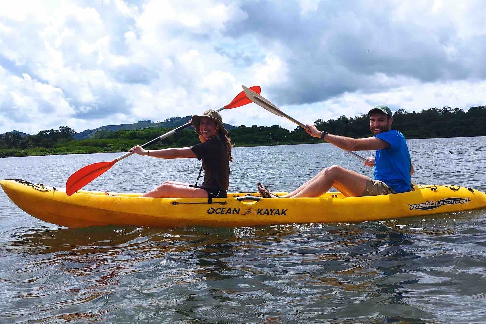 Portobelo Jungle & Reef Adventure – Kayak, Trek & Snorkel Eco Tour happy kayaking